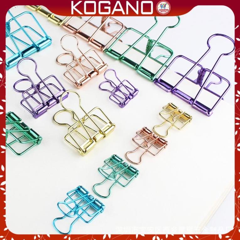 Kẹp giấy KOGANO kẹp bướm kim loại dạng khung 3 size nhiều màu độc đáo SC-001357
