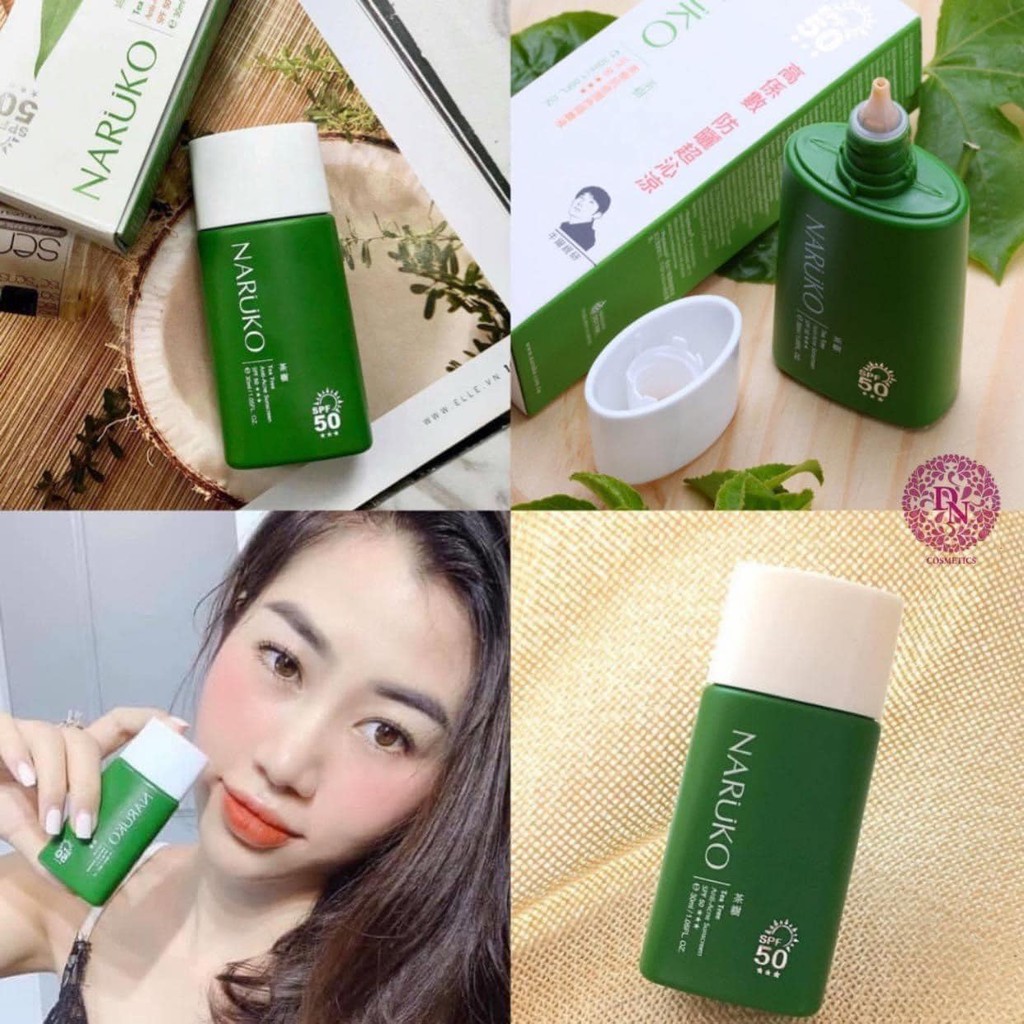 Kem Chống Nắng Tràm Trà Cho Da Dầu Mụn NARUKO Tea Tree Anti -Acne Sunscreen SPF50 pa +++ 30ml