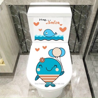Decal dán Toilet CÁ XANH - Trang trí nhà cửa