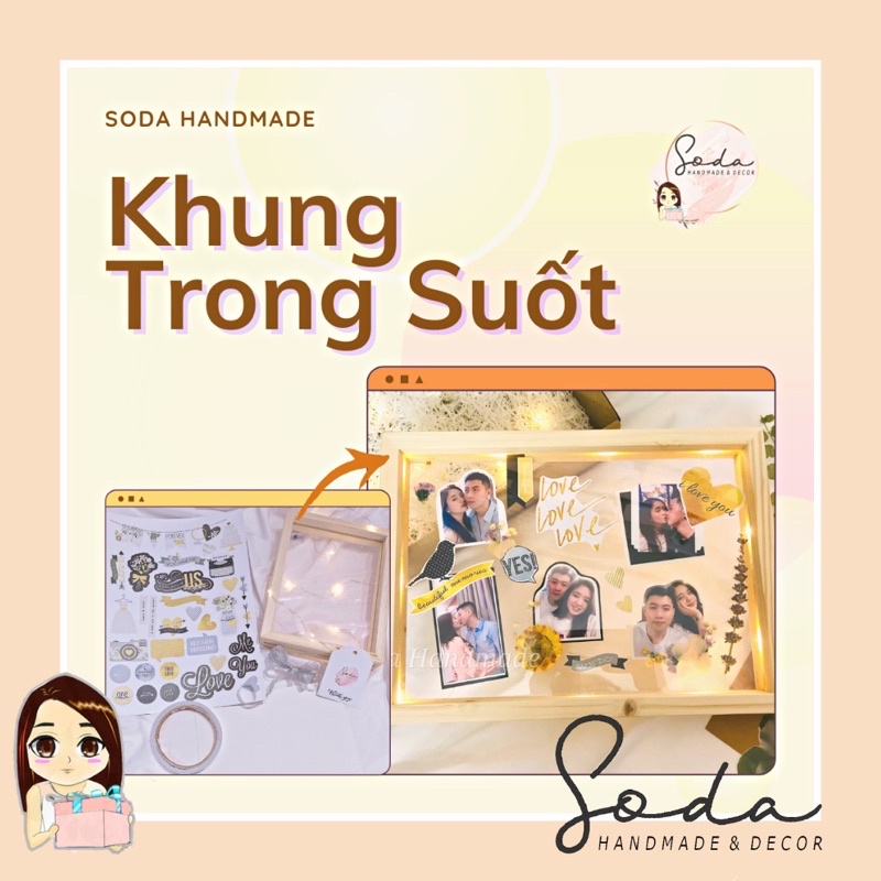 (Ảnh thật kèm Clip) Khung ảnh/Khung gỗ trong suốt