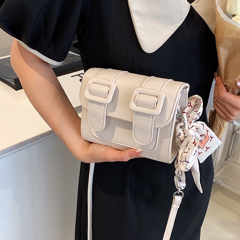 Túi Đeo Vai Hình Vuông Cỡ Nhỏ Bằng Lụa Cài Khóa Nam Châm Trang Trí Khăn Quàng Cổ Cho Nữ