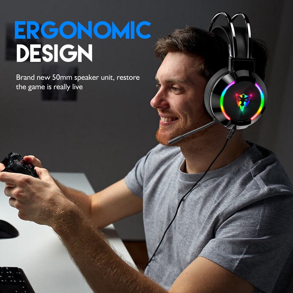 Tai nghe chụp tai gaming giả lập 7.1 G606 full box led rgb cho máy tính pc laptop chơi game giải trí cổng USB