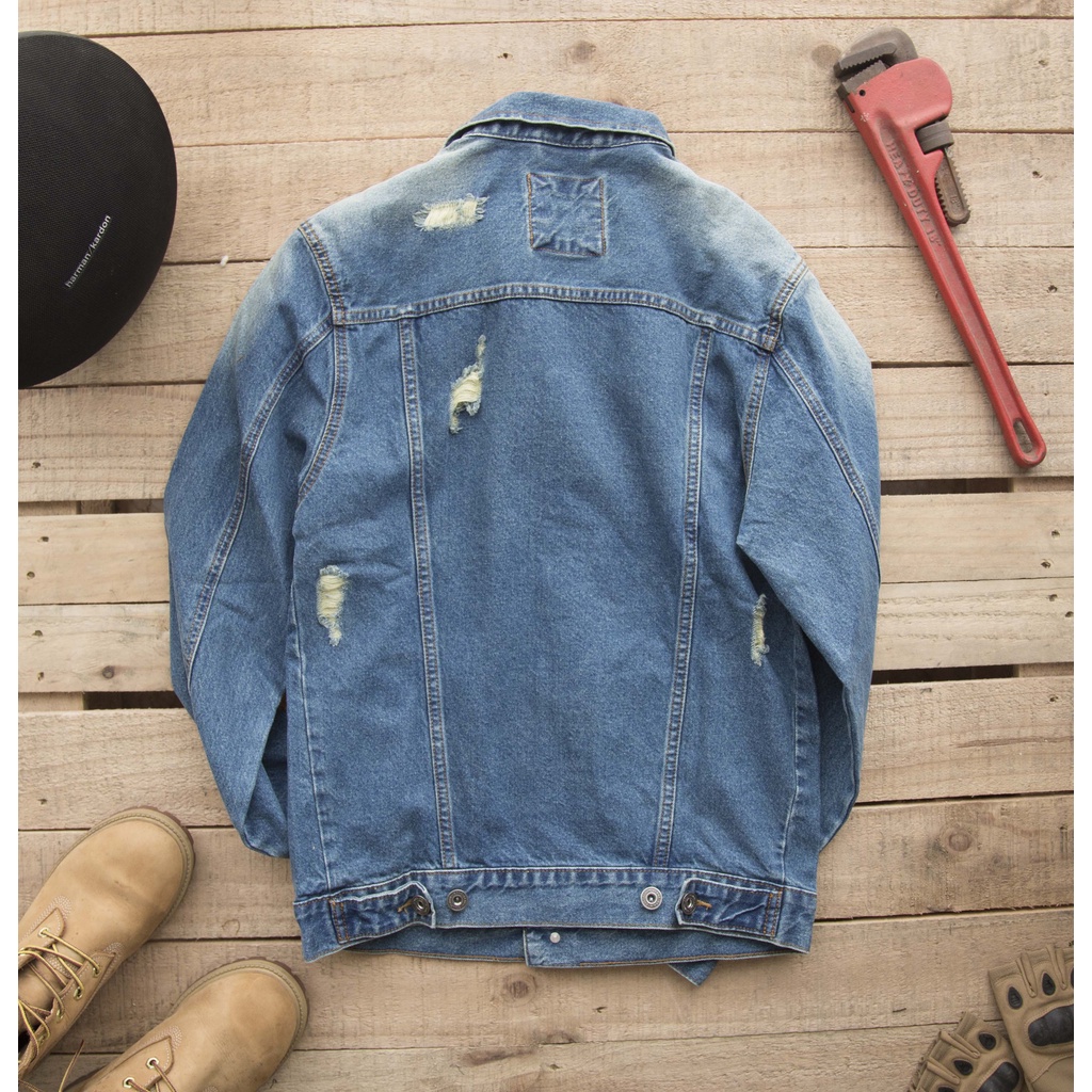 Áo khoác jean, áo bò basic dài tay, denim thời trang năng động trẻ trung LAB - COTTONLAB