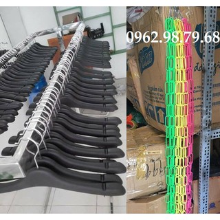 Móc Áo 40 Chiếc Vai To Nhựa Đen NỮ và 5 Xích Nhựa Treo Quần Áo