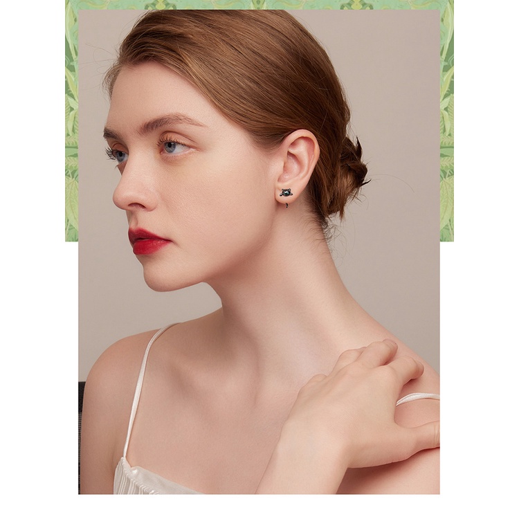 Bông tai BAMOER bằng bạc 925 hình mèo dễ thương