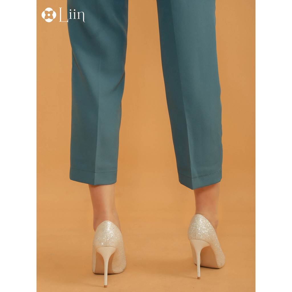 Quần nữ công sở màu xanh Liin clothing thiết kế lệch đai thắt nơ, dáng suông basic Q3340 | BigBuy360 - bigbuy360.vn
