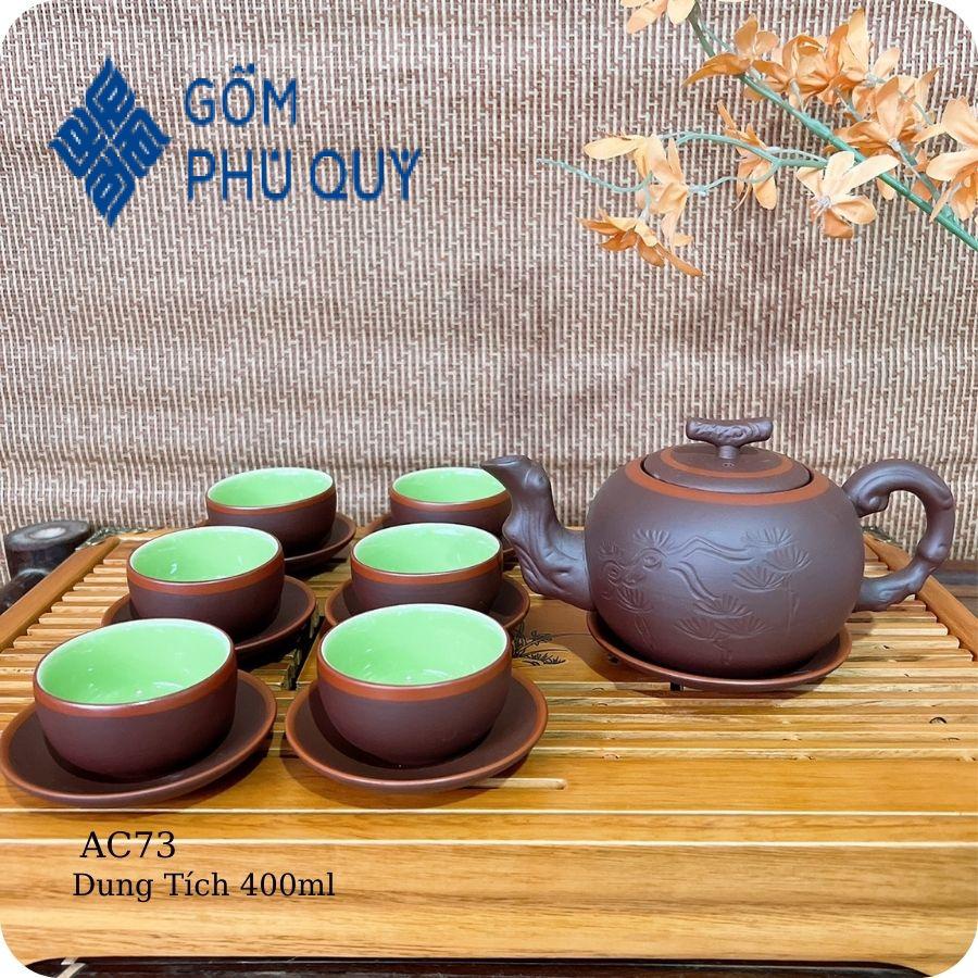 Bộ Ấm Chén Uống Trà ⚱ Gốm Sứ Bát Tràng ⚱ Ấm Trà Tùng Đỏ Cao Cấp Tử Sa Gomphuquy Ac73