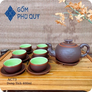 Bộ Ấm Chén Uống Trà ⚱ Gốm Sứ Bát Tràng ⚱ Ấm Trà Tùng Đỏ Cao Cấp Tử Sa Gomphuquy Ac73