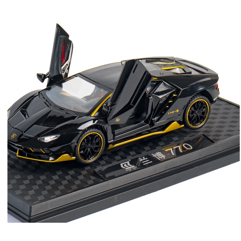 Mô hình xe hơi Lamborghini LP770 tỉ lệ 1:24 kim loại ô tô đồ chơi siêu xe hãng Chezhi oto mini trẻ em trưng bày có đèn