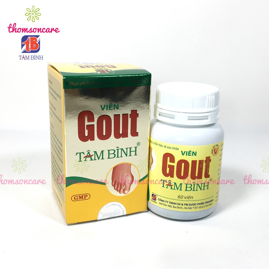 Viên Gout Tâm Bình - Lọ 60 viên - Hỗ trợ giảm Gut từ thảo dược, giảm acid uric máu