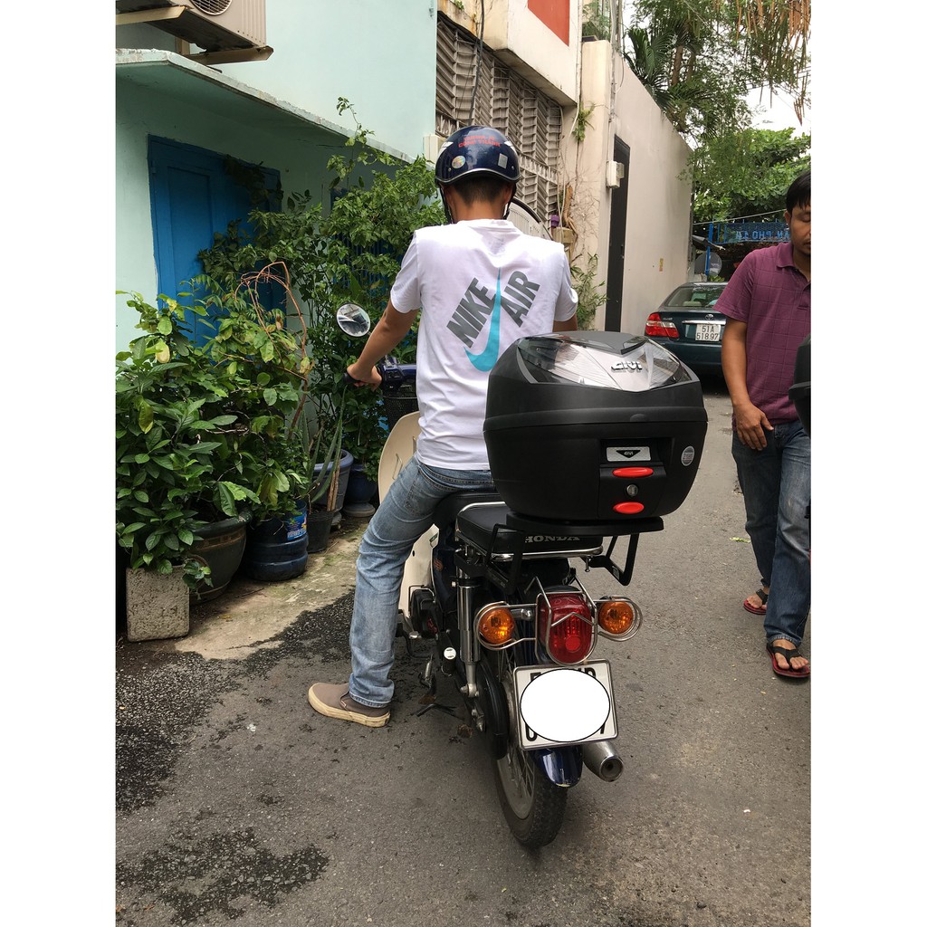 Combo lắp đặt gồm thùng xe E250N2 và baga sau cho xe Cub