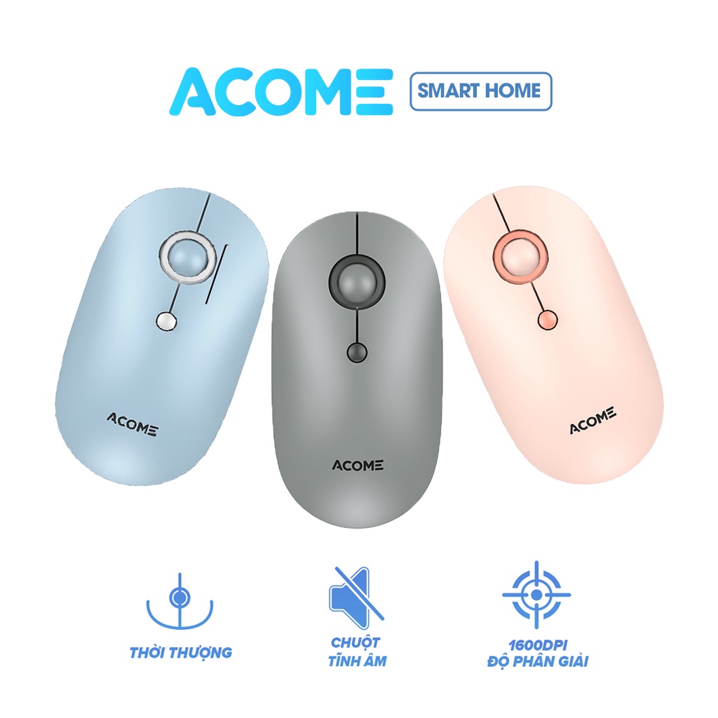 Chuột không dây ACOME AM300 1600DPI chuột tĩnh âm chống ồn tiết kiệm pin - Bảo hành 12 tháng
