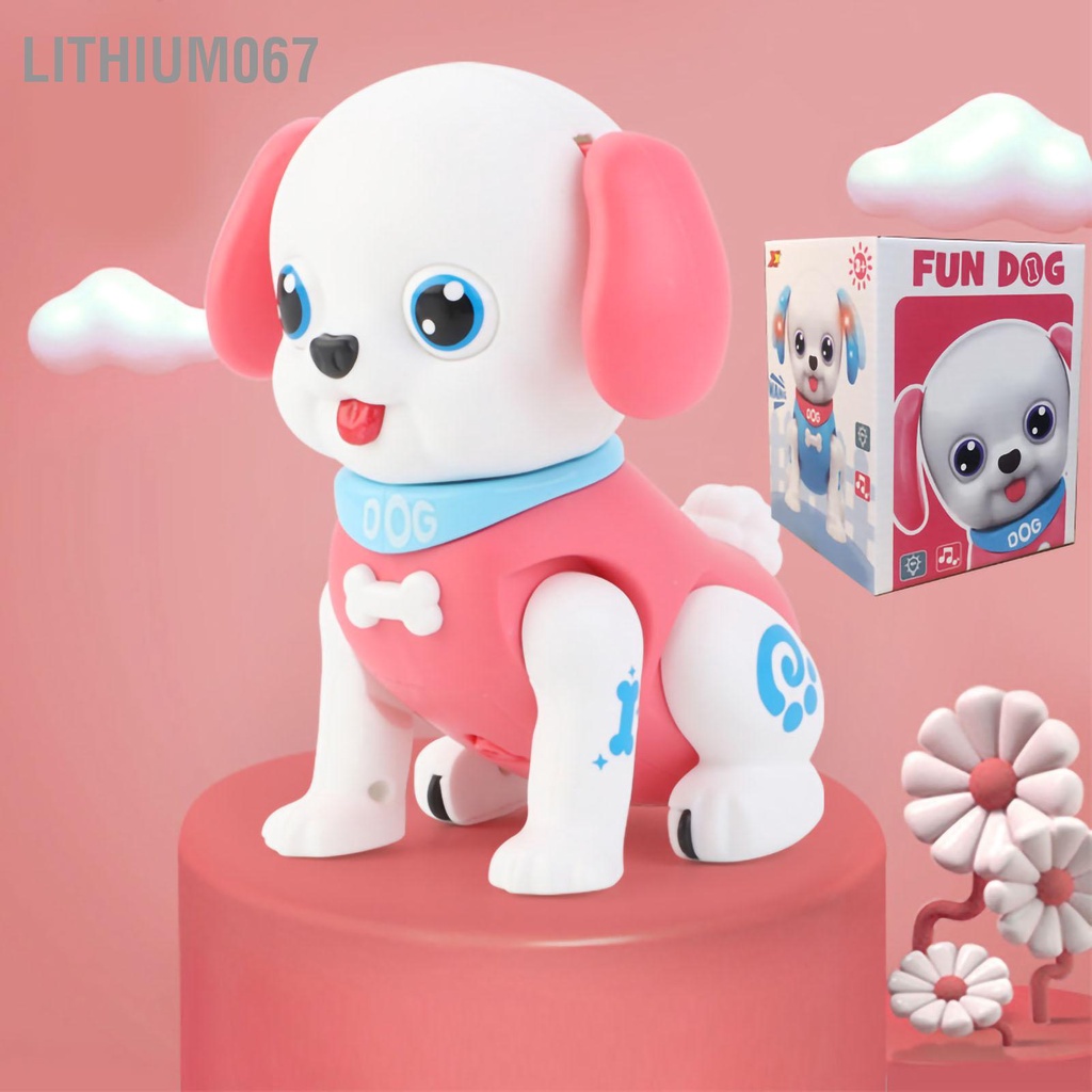 Lithium067 Đồ chơi chó robot đi bộ sủa với điện tử nhẹ thú cưng cho trẻ em bé gái trai