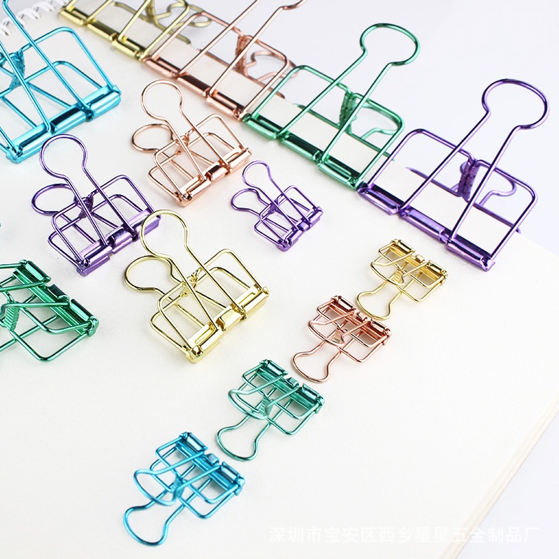 Set 2 kẹp giấy 40*22mm bằng kim loại nhiều màu sắc chất lượng cao