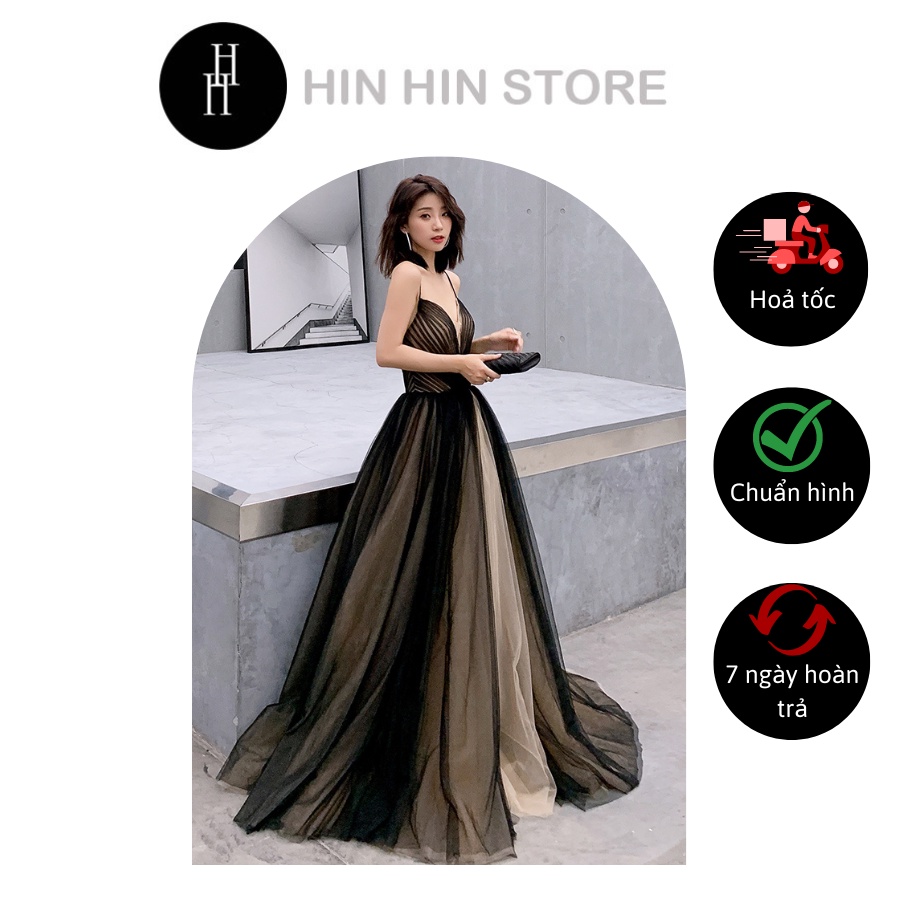 Đầm dạ hội hai dây đan dây lưng cao cấp HDC09 Hỉn Hỉn Store