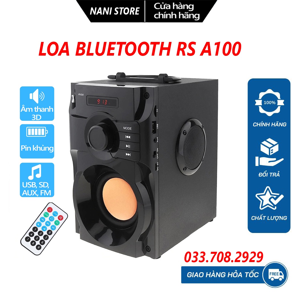 Siêu Sale - Loa nghe nhạc,Loa Bluetooth RS A100 - Bảo hành 1 đổi 1