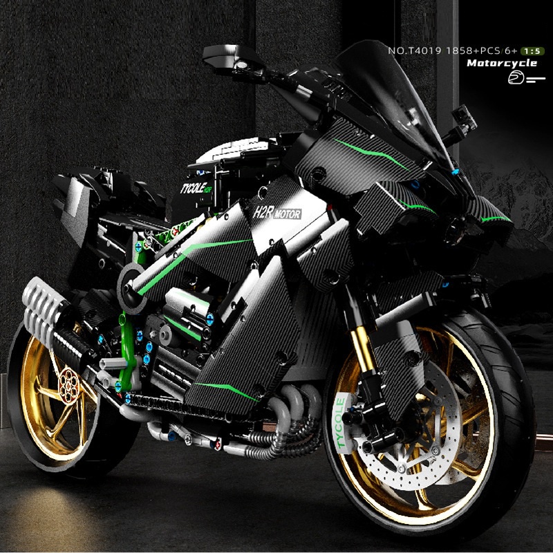Đồ chơi Lắp ráp Mô hình xe máy T4019 1858pcs City Tech Motorcycle Car Kawasaki H2R 1: 5