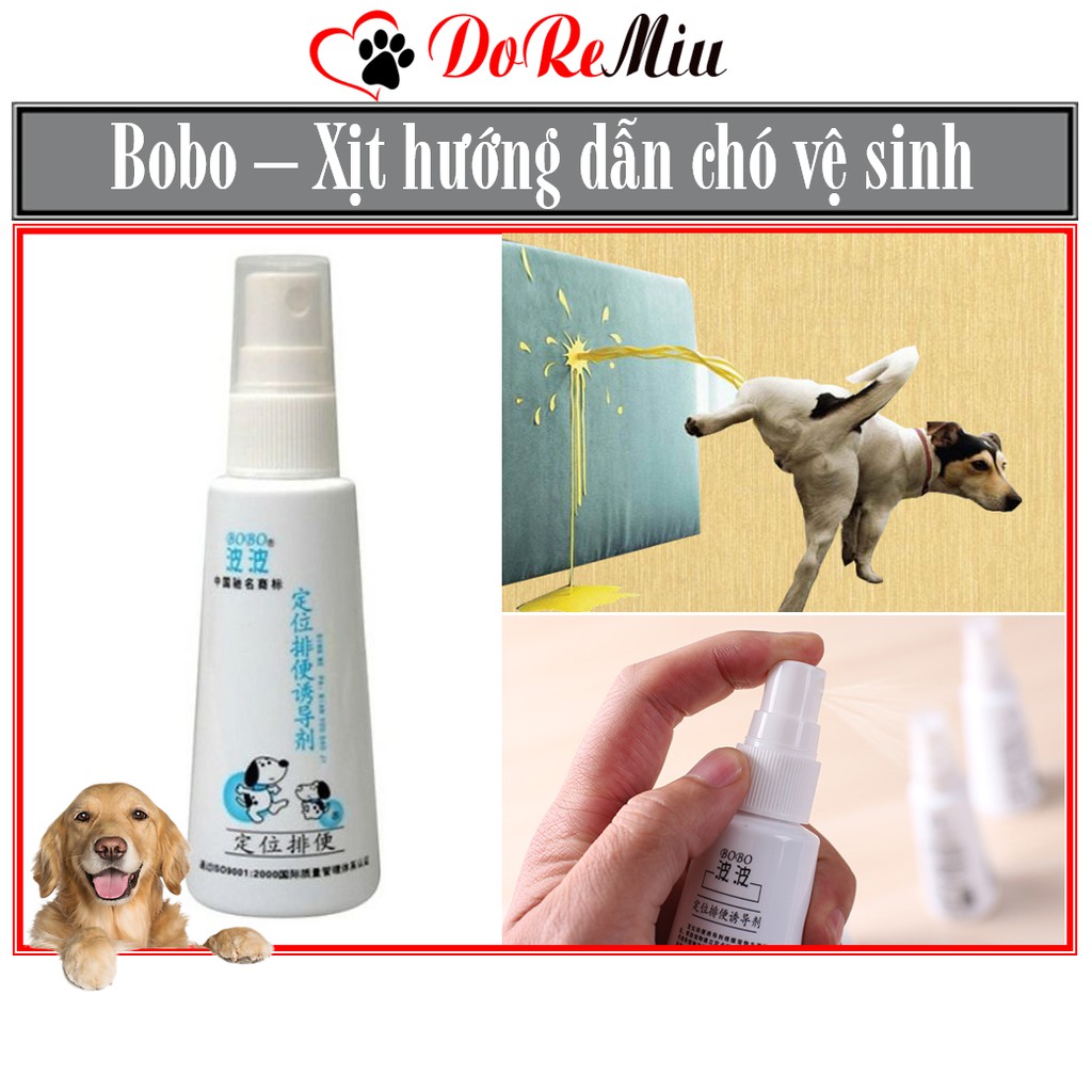 Doremiu (Bobo 60ml) xịt hướng dẫn chó đi vệ sinh đúng chỗ, Dung dịch xịt định vị