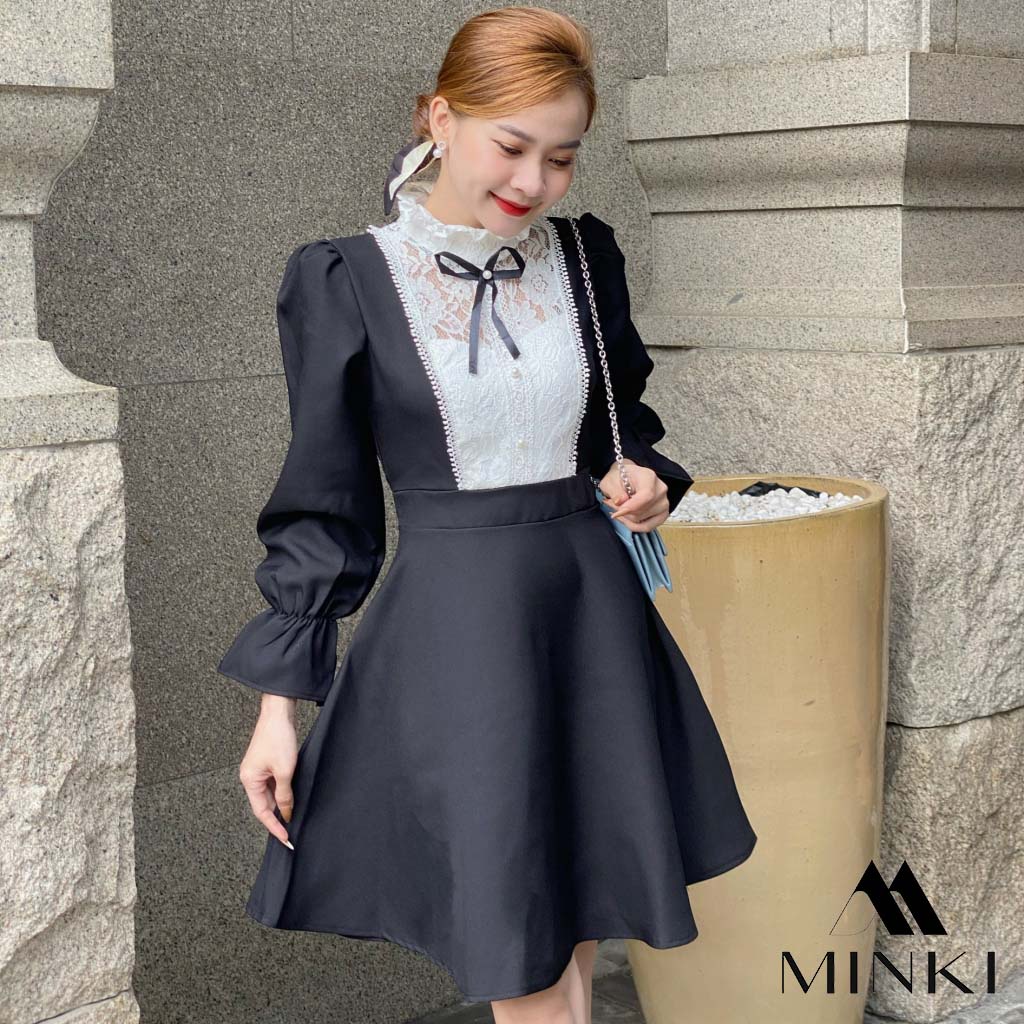 ĐẦM XANH ĐEN PHỐI REN NGỰC - CHẤT LIỆU REN CAO CẤP - MÀU XANH VÀ ĐEN | BigBuy360 - bigbuy360.vn