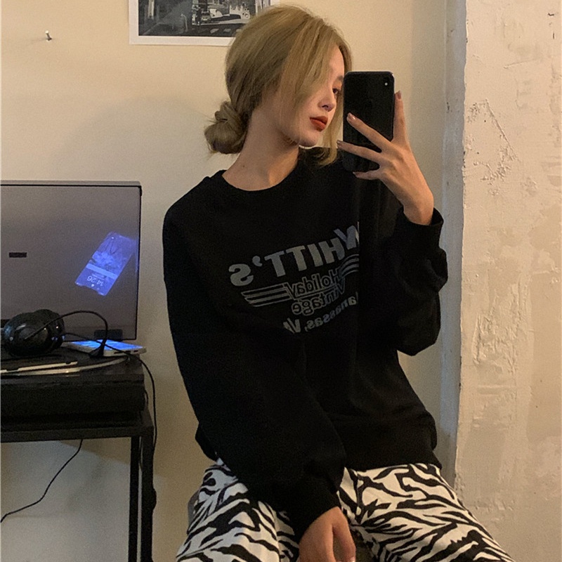 NRVP Áo Hoodie Dáng Rộng Thời Trang Hàn Quốc Đơn Giản Cá Tính Cho Nữ