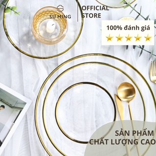 Đĩa Thuỷ Tinh [NHẬT BẢN][VIỀN VÀNG] chịu nhiệt cao cấp, vàng 18k