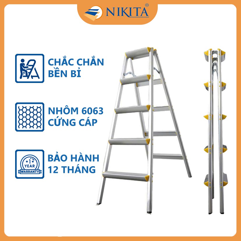 Thang Nhôm 5 Bậc - Chính Hãng NIKITA - Bảo Hành 12 Tháng