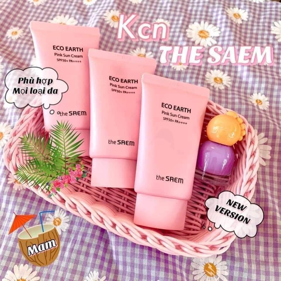 [Version 2020] The SAEM Eco Earth Power Pink Sun Cream Kem Chống Nắng Hồng phiên bản mới 50 ml