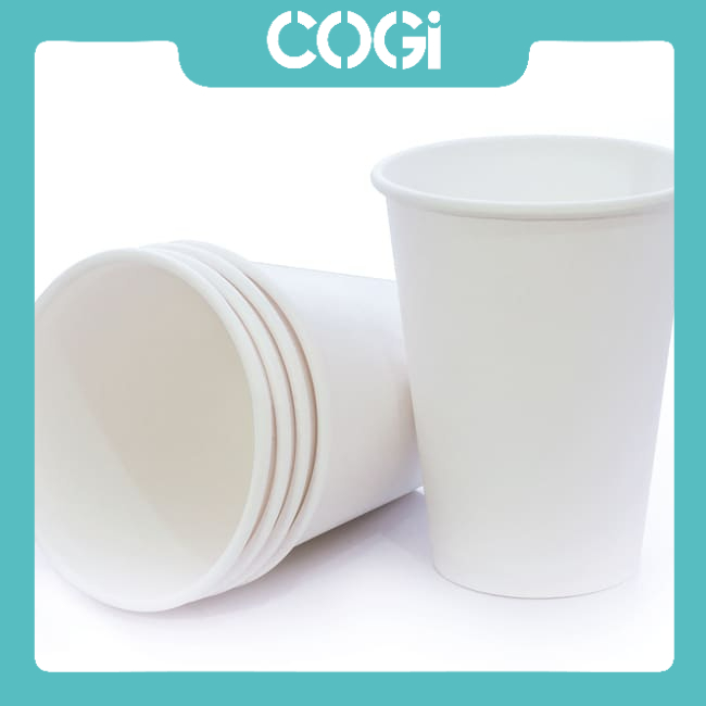 10 ly giấy uống nước 270ml, 360ml, 450ml, 580ml kèm nắp pp đen dùng 1 lần chính hãng cogi