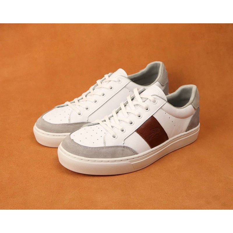 Giầy da nam kiều dáng Sneaker buộc dây màu trắng, Giầy sneaker nam