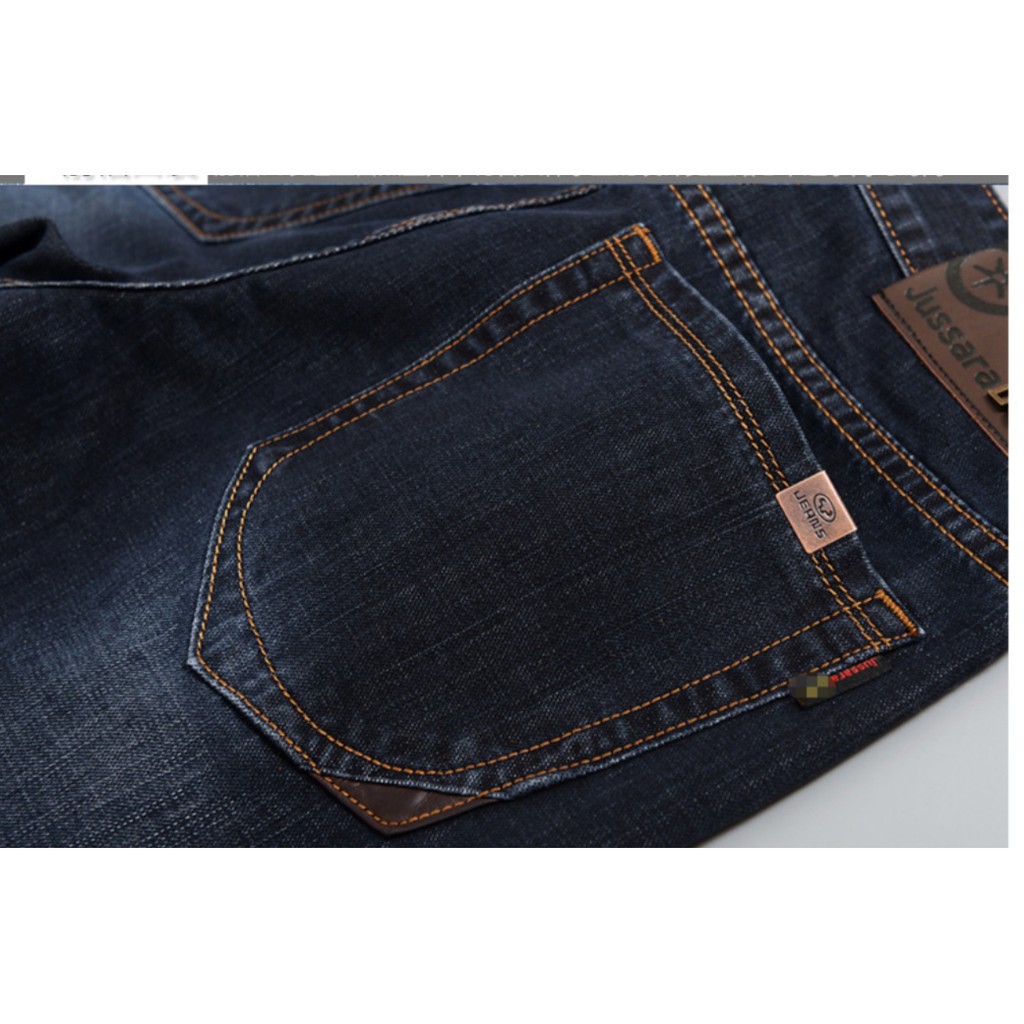 Quần Jeans Nam Vải Co Giản Cotton Ống Suông Phong Cách Doanh Nhân