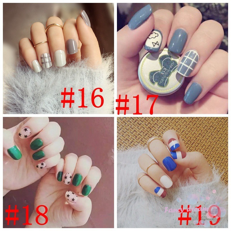 Bộ 24 móng giả nhiều hoa văn thời trang làm nail nghệ thuật