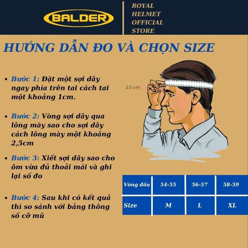 Mũ bảo hiểm 3/4 Balder light xanh lính rêu size M L XL