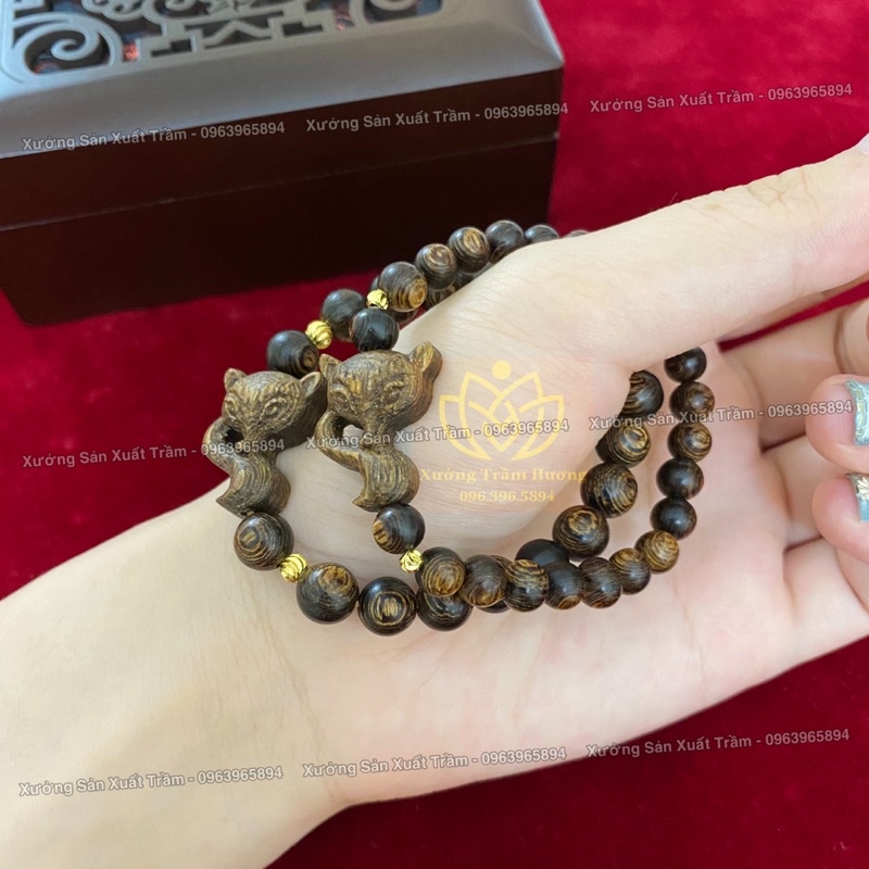 Vòng Tay Trầm Hương Hồ Ly Sánh Chìm - Hàng Đẹp - Vòng Tay Nam Nữ Phong Thuỷ May Mắn