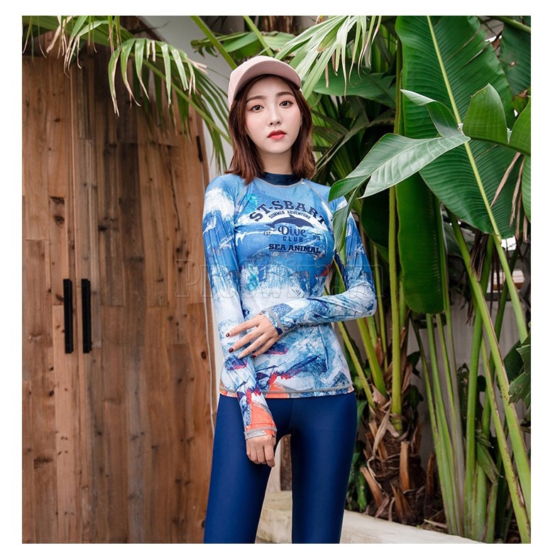 Áo Bơi Dài Tay Nữ Sbart D163 Xanh | BigBuy360 - bigbuy360.vn