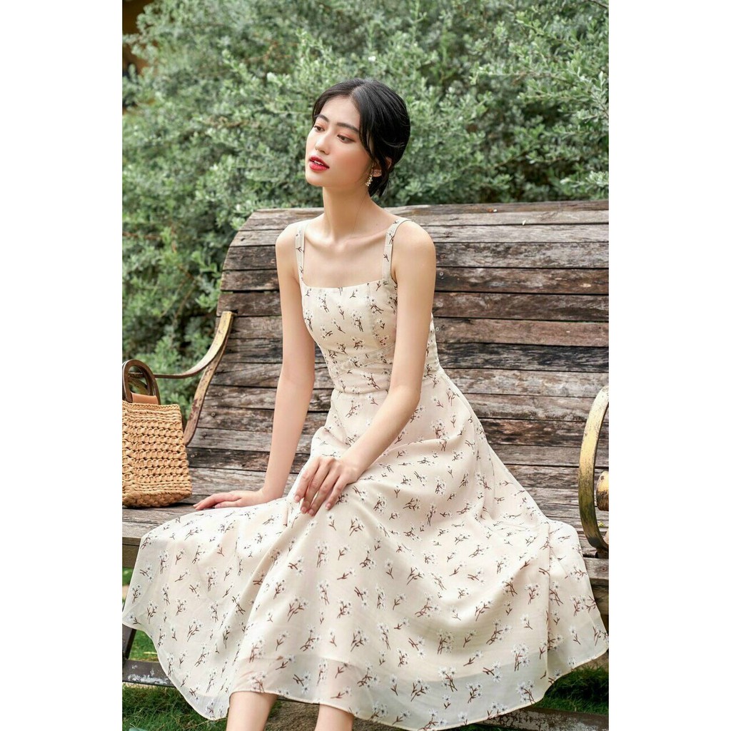 Đầm hai dây dáng dài váy hoa nhí dạo phố vintage tôn dáng sang trọng trẻ trung K1006 | BigBuy360 - bigbuy360.vn
