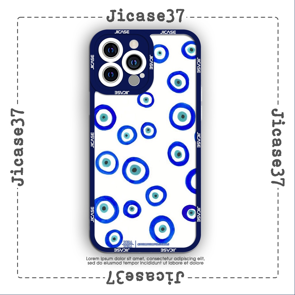 Ốp lưng iphone cạnh vuông Jicase Art mắt quỷ xanh trắng 6plus/6s/6splus/7/7plus/8/8plus/x/xs/11/12/pro/max/plus/promax