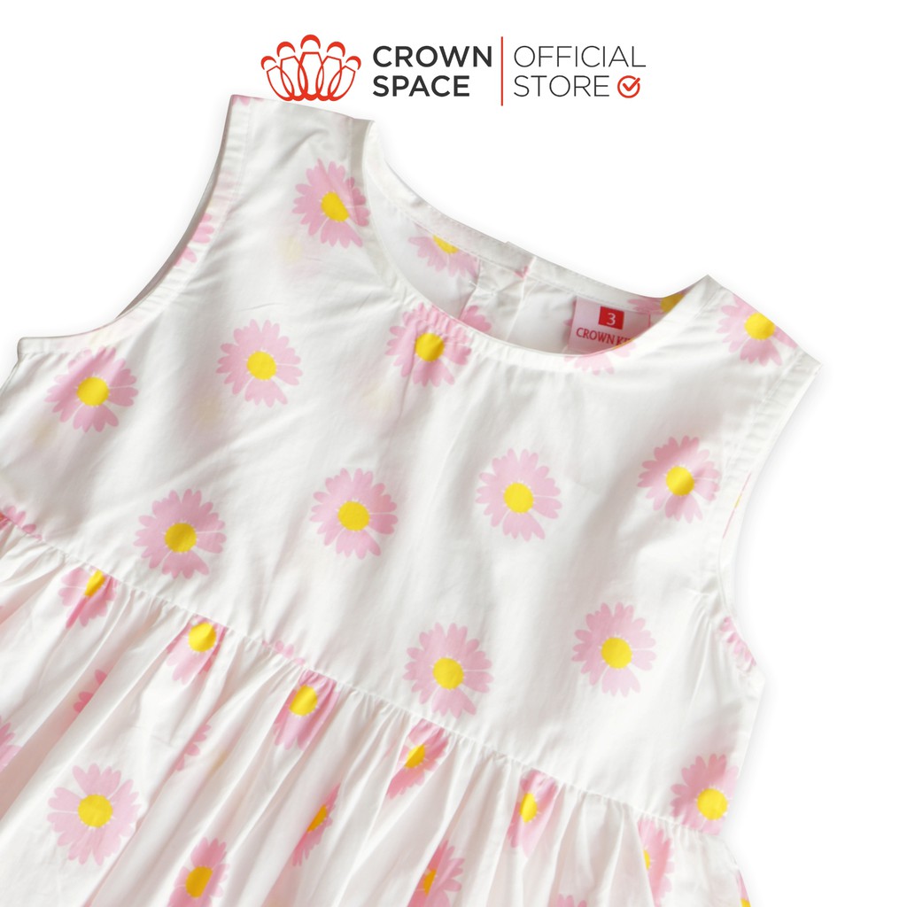 Đầm Bé Gái Cao Cấp Crown Space Họa Tiết Hoa Nhí CKGS2811314.– Cotton Thoáng Mát, Thấm Hút Mồ Hôi - Size 9kg đến 14kg