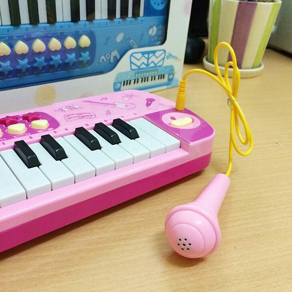 Đàn Piano mini 48 phím kèm Micro cho bé, đồ chơi âm nhạc trẻ em đàn organ nhập vai làm ca sĩ, chất liệu nhựa ABS an toàn