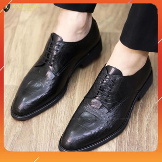 {ĐẾ KHÂU CỰC BỀN} Giày tây nam da pu cao cấp / Giày da nam công sở buộc dây/ Đế khâu chắc chắn / Mã G021 Màu đen