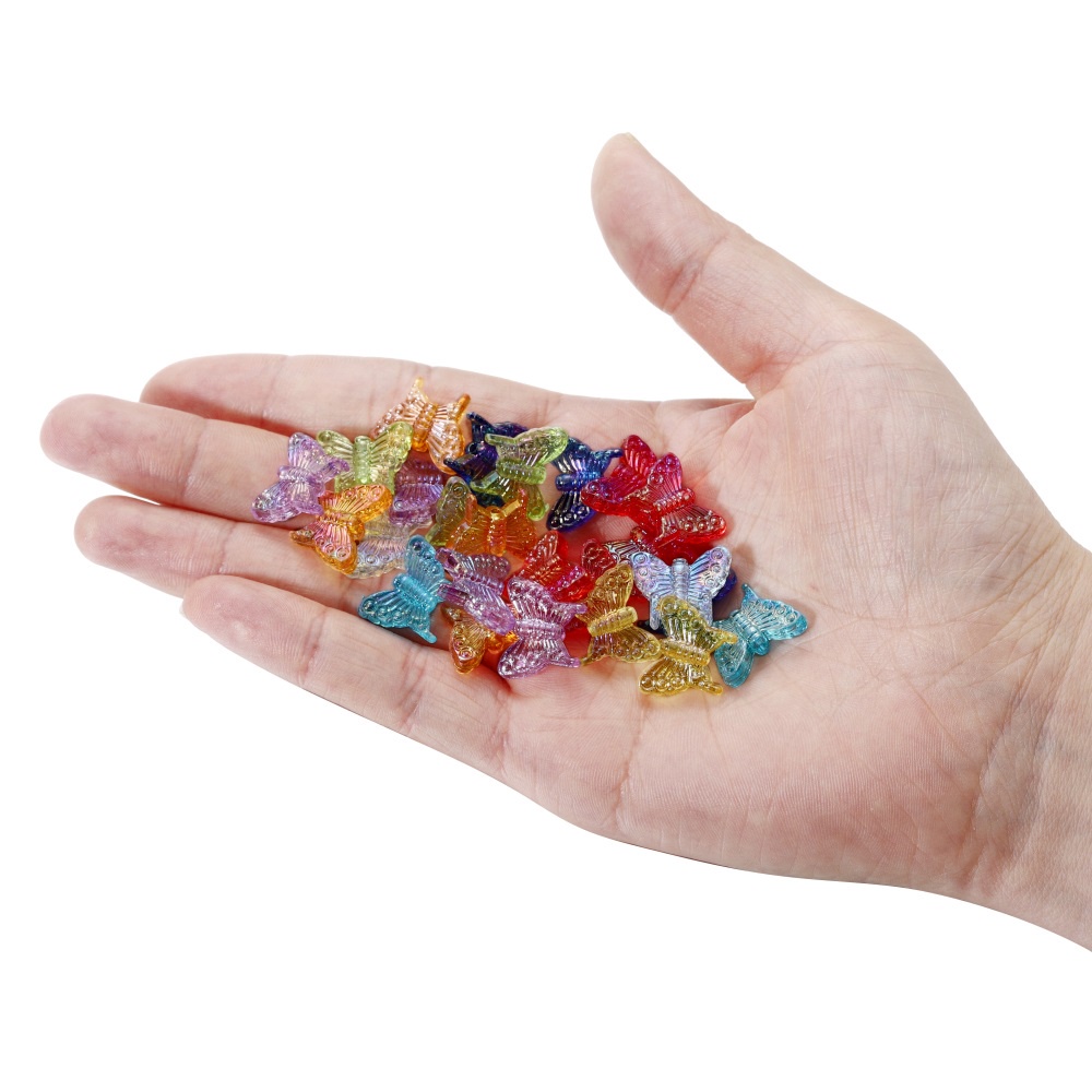 Set 10 / 50 hạt nhựa ST.KUNKKA hình bướm nhiều màu sắc làm trang sức thủ công