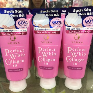 [CHÍNH HÃNG] Sữa rửa mặt Collagen Senka Perfect Whip Collagen In 120g (Hồng)