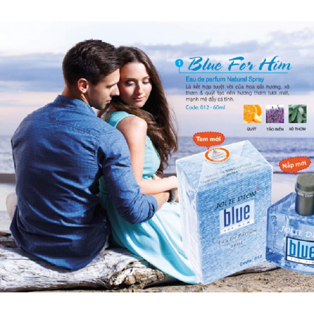 Nước Hoa Nam 60Ml Jolie Dion Blue For Him Eau De Parfum Natural Spray,Chính Hãng.