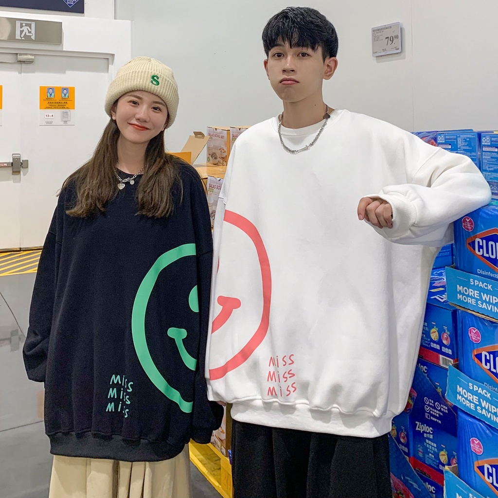 Combo Áo đôi Sweater phong cách Ulzzang Hàn Quốc tay dài. Hình mặt cười Miss phong cách cá tính CoolZ C011 | WebRaoVat - webraovat.net.vn