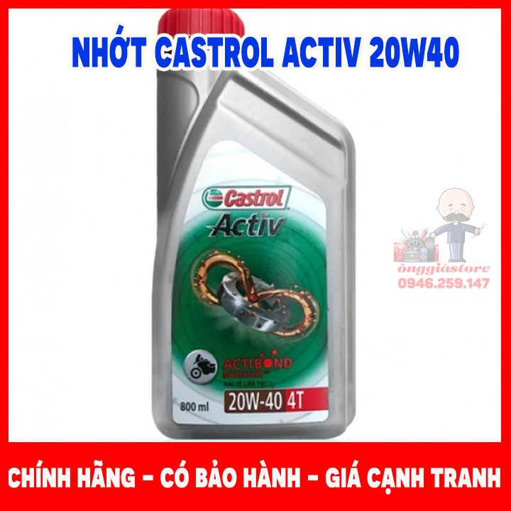 Nhớt cho xe số Castrol activ 4T 20W-40 chính hãng PT51