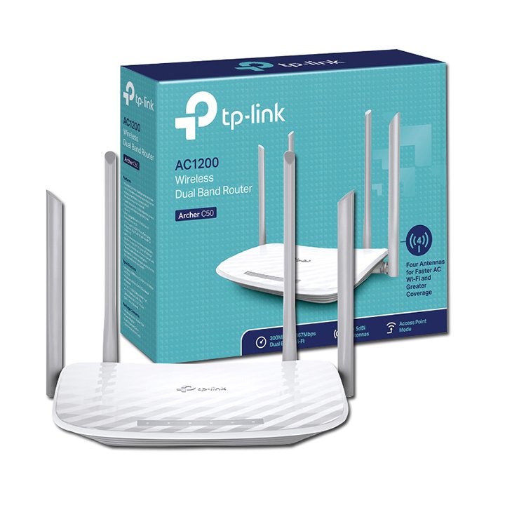 Bộ phát wifi băng tần kép TP-Link Archer C50 Wireless AC1200Mbps new,hàng chuẩn Phuzinshop