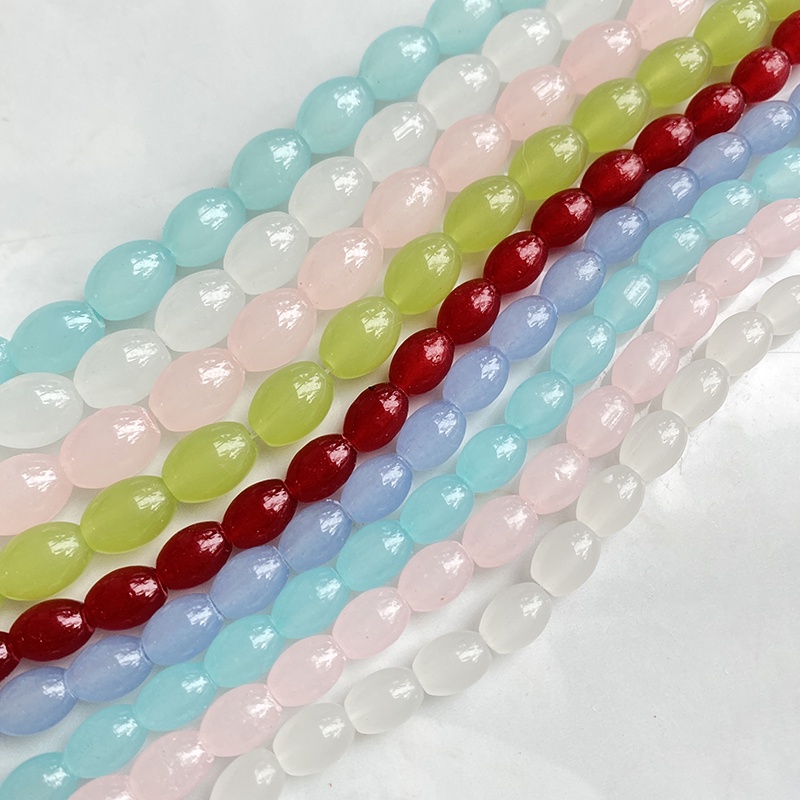 10 hạt oval xỏ chuỗi nhiều kích thước nguyên liệu làm trâm, làm trang sức cố trang cosplay cổ phục việt phục