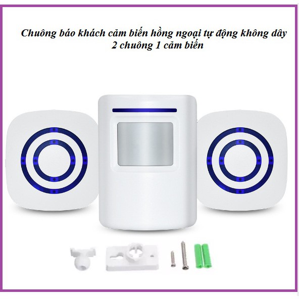Chuông báo khách hồng ngoại không dây 2 chuông 1 cảm biến