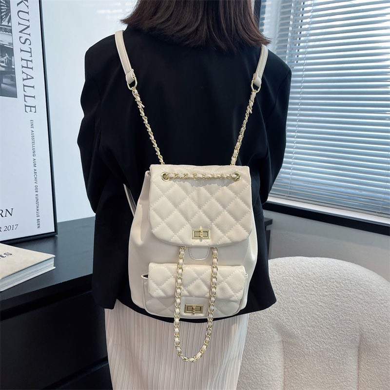 Balo nắp gập dập trám dây xích da pu phong cách ulzzang Hàn Quốc