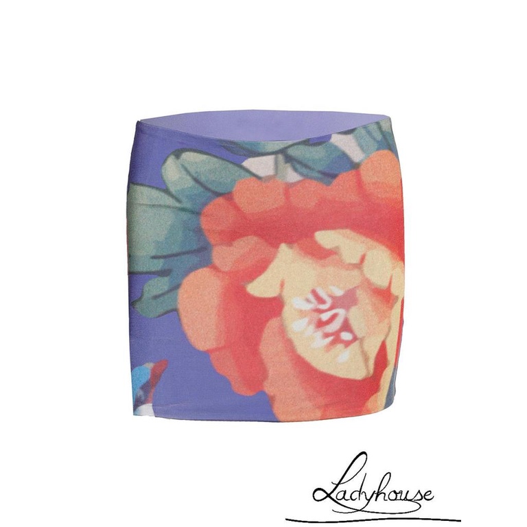 Bộ Áo Croptop 2 Dây Cổ Tròn + Chân Váy Ngắn Ôm Hông Họa Tiết Hoa Phong Cách Retro Mùa Hè Cho Nữ