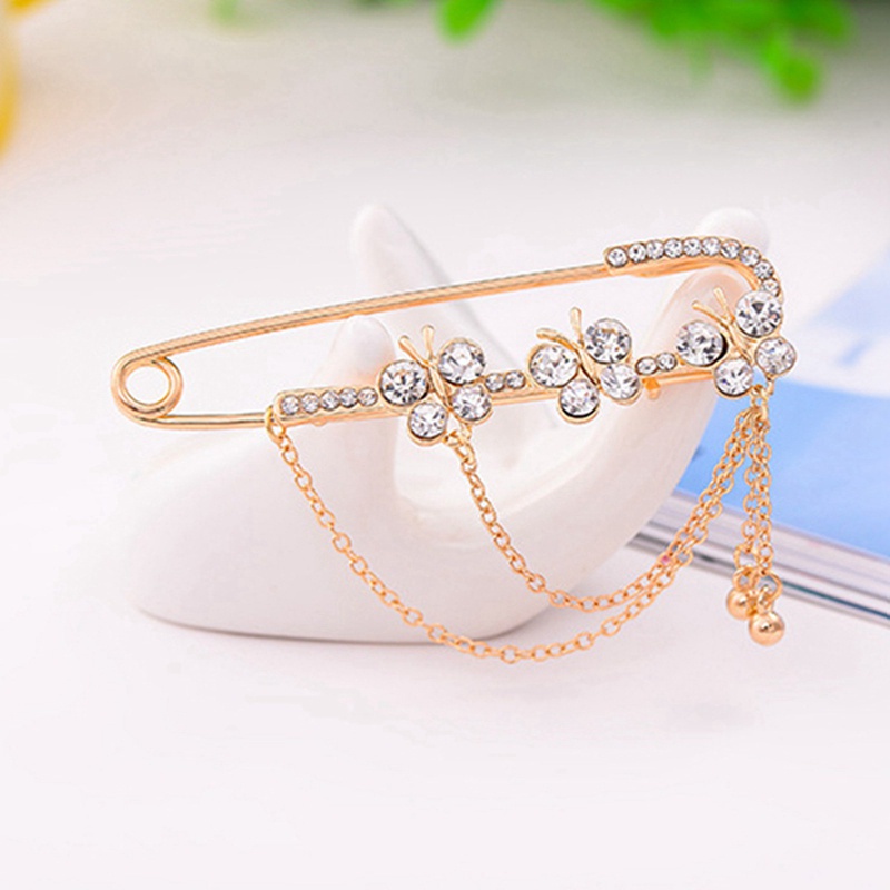 Fashion Shawl Flower Brooch Diamond Oil Drop Lily Tulip Butterfly Big Pin Safety Pin